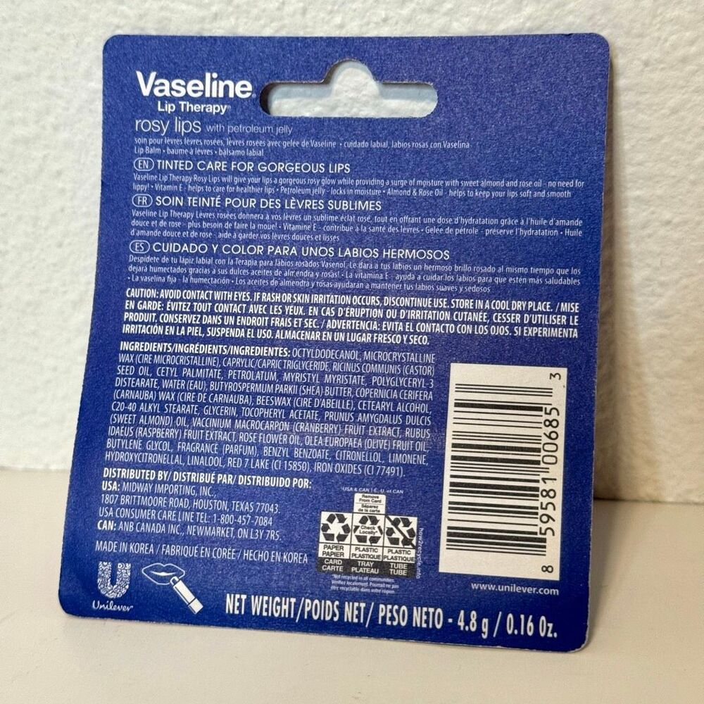 Vaseline Lip Therapy with petroleum jelly Rosy Lips 5 Pack NEW - Picture 3 of 3